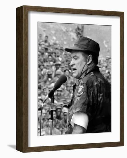 Bob Hope, Entertaining the Troops in Vietnam, ca. Late 1960s-null-Framed Photo