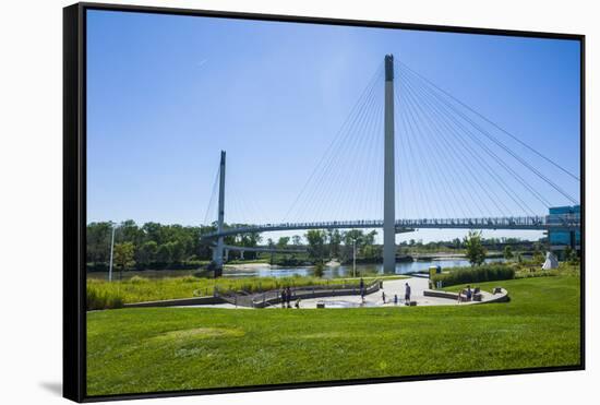 Bob Kerrey Pedestrian Bridge Crossing Missouri River from Nebraska to Iowa, Omaha, Nebraska, Usa-Michael Runkel-Framed Stretched Canvas