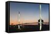 Bob Kerrey Pedestrian Bridge, Missouri River, Omaha, Nebraska, USA-Walter Bibikow-Framed Stretched Canvas