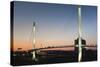 Bob Kerrey Pedestrian Bridge, Missouri River, Omaha, Nebraska, USA-Walter Bibikow-Stretched Canvas