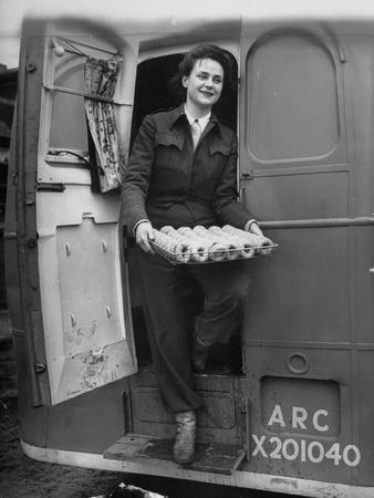 Member of Red Cross Clubmobile Katherine Spaatz, Dispensing Doughnuts, Coffee, Cigarettes and Gum