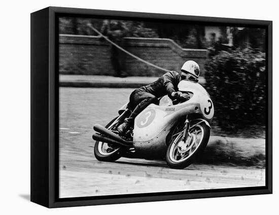 Bob Mcintyre on a Honda, Racing in the Isle of Man Junior Tt, 1961-null-Framed Stretched Canvas