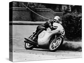 Bob Mcintyre on a Honda, Racing in the Isle of Man Junior Tt, 1961-null-Stretched Canvas