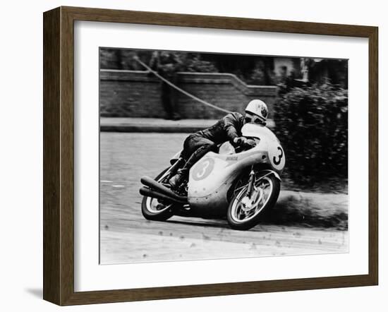 Bob Mcintyre on a Honda, Racing in the Isle of Man Junior Tt, 1961-null-Framed Photographic Print