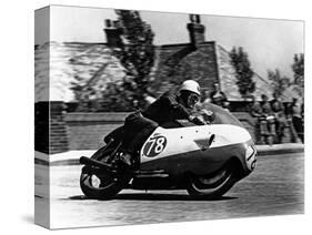 Bob Mcintyre on Gilera 500-4, 1957 Isle of Man Tourist Trophy race-null-Stretched Canvas