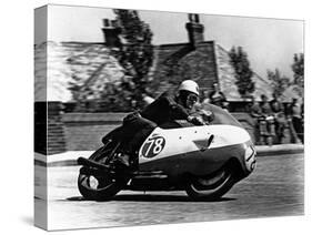 Bob Mcintyre on Gilera 500-4, 1957 Isle of Man Tourist Trophy race-null-Stretched Canvas