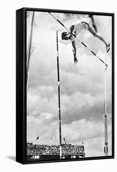 Bob Richards Winning the Gold Medal for the Pole Vault in the 1956 Melbourne Olympics-null-Framed Stretched Canvas