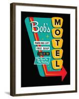 Bob's Motel in Black-JJ Brando-Framed Art Print