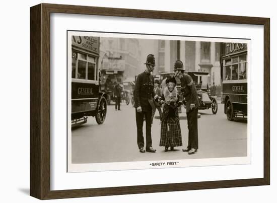 Bobbies with Old Lady-null-Framed Art Print