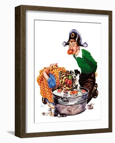 Bobbing for Apples - Child Life-Keith Ward-Framed Giclee Print