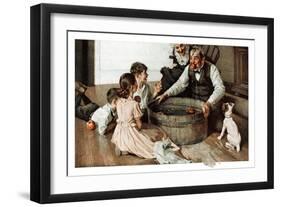 Bobbing for Apples (or Grandfather Bobbing for Apples with his Grandkids)-Norman Rockwell-Framed Giclee Print