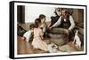 Bobbing for Apples (or Grandfather Bobbing for Apples with his Grandkids)-Norman Rockwell-Framed Stretched Canvas