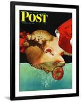 "Bobbing for Apples," Saturday Evening Post Cover, October 30, 1943-John Hyde Phillips-Framed Giclee Print