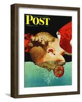 "Bobbing for Apples," Saturday Evening Post Cover, October 30, 1943-John Hyde Phillips-Framed Giclee Print