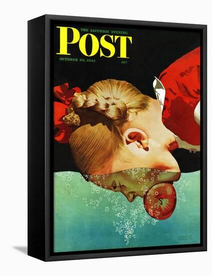 "Bobbing for Apples," Saturday Evening Post Cover, October 30, 1943-John Hyde Phillips-Framed Stretched Canvas