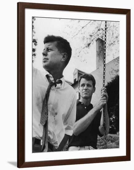 Bobby Kennedy, Chief Counsel of Sen. Comm. on Labor and Management, with Bro, Ma Sen. John Kennedy-Paul Schutzer-Framed Photographic Print