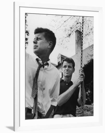 Bobby Kennedy, Chief Counsel of Sen. Comm. on Labor and Management, with Bro, Ma Sen. John Kennedy-Paul Schutzer-Framed Photographic Print