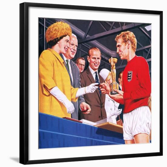 Bobby Moore Collecting the Football World Cup Trophy in 1966-John Keay-Framed Giclee Print