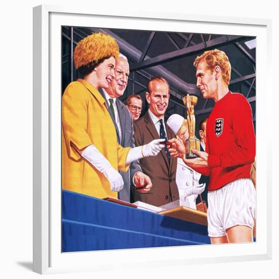 Bobby Moore Collecting the Football World Cup Trophy in 1966-John Keay-Framed Giclee Print