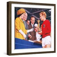 Bobby Moore Collecting the Football World Cup Trophy in 1966-John Keay-Framed Giclee Print