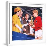 Bobby Moore Collecting the Football World Cup Trophy in 1966-John Keay-Framed Giclee Print