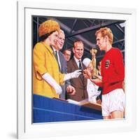 Bobby Moore Collecting the Football World Cup Trophy in 1966-John Keay-Framed Giclee Print