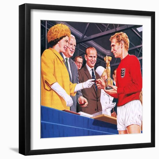 Bobby Moore Collecting the Football World Cup Trophy in 1966-John Keay-Framed Premium Giclee Print