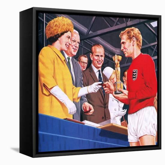 Bobby Moore Collecting the Football World Cup Trophy in 1966-John Keay-Framed Stretched Canvas