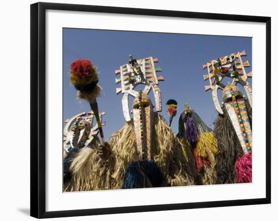 Bobo Masks During Festivities, Sikasso, Mali, Africa-De Mann Jean-Pierre-Framed Photographic Print