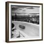 Bobsled Racing by on a Big Vendleboe Curve During the Winter Olympics-Nat Farbman-Framed Premium Photographic Print
