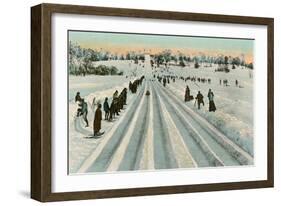 Bobsledding Competition-null-Framed Art Print