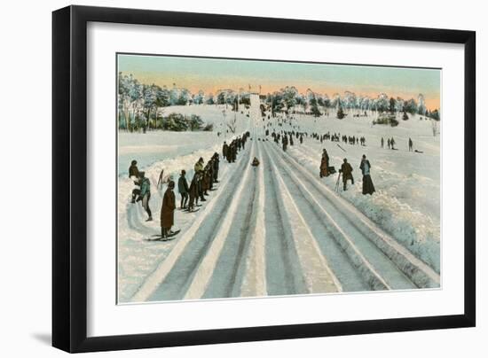 Bobsledding Competition-null-Framed Art Print