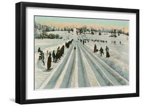 Bobsledding Competition-null-Framed Art Print