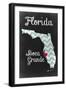 Boca Grande, Florida - Chalkboard State Heart (red heart)-Lantern Press-Framed Art Print