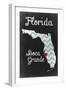 Boca Grande, Florida - Chalkboard State Heart (red heart)-Lantern Press-Framed Art Print
