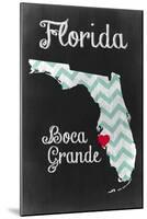 Boca Grande, Florida - Chalkboard State Heart (red heart)-Lantern Press-Mounted Art Print