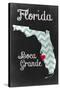 Boca Grande, Florida - Chalkboard State Heart (red heart)-Lantern Press-Stretched Canvas