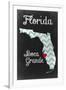 Boca Grande, Florida - Chalkboard State Heart (red heart)-Lantern Press-Framed Art Print