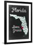 Boca Grande, Florida - Chalkboard State Heart (red heart)-Lantern Press-Framed Art Print