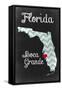 Boca Grande, Florida - Chalkboard State Heart (red heart)-Lantern Press-Framed Stretched Canvas