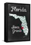 Boca Grande, Florida - Chalkboard State Heart (red heart)-Lantern Press-Framed Stretched Canvas