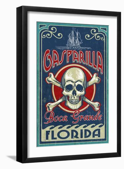 Boca Grande, Florida - Gasparilla Skull and Crossbones-Lantern Press-Framed Art Print