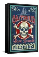 Boca Grande, Florida - Gasparilla Skull and Crossbones-Lantern Press-Framed Stretched Canvas