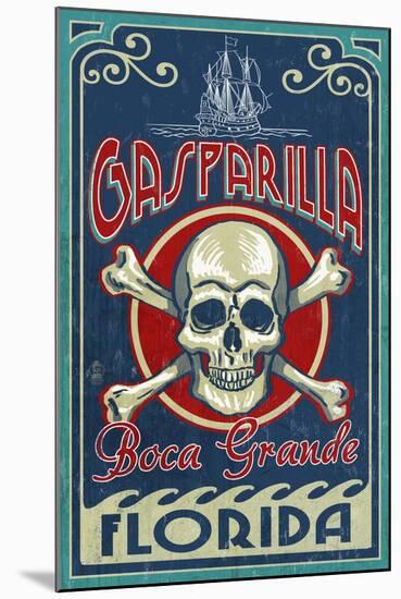 Boca Grande, Florida - Gasparilla Skull and Crossbones-Lantern Press-Mounted Art Print