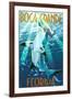 Boca Grande, Florida - Hammerhead Shark-Lantern Press-Framed Art Print