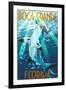 Boca Grande, Florida - Hammerhead Shark-Lantern Press-Framed Art Print