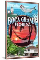 Boca Grande, Florida - Montage-Lantern Press-Mounted Art Print