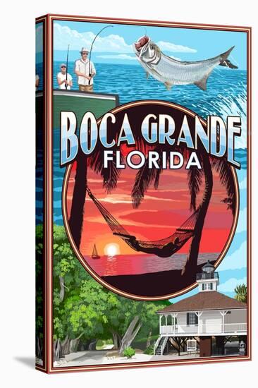 Boca Grande, Florida - Montage-Lantern Press-Stretched Canvas