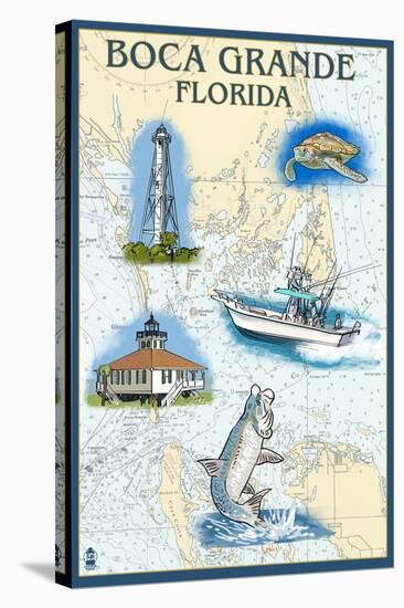 Boca Grande, Florida - Nautical Chart-Lantern Press-Stretched Canvas