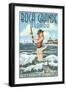 Boca Grande, Florida - Pinup Girl Fishing-Lantern Press-Framed Art Print